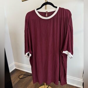 SKIMS Burgundy and White Oversized Nightgown